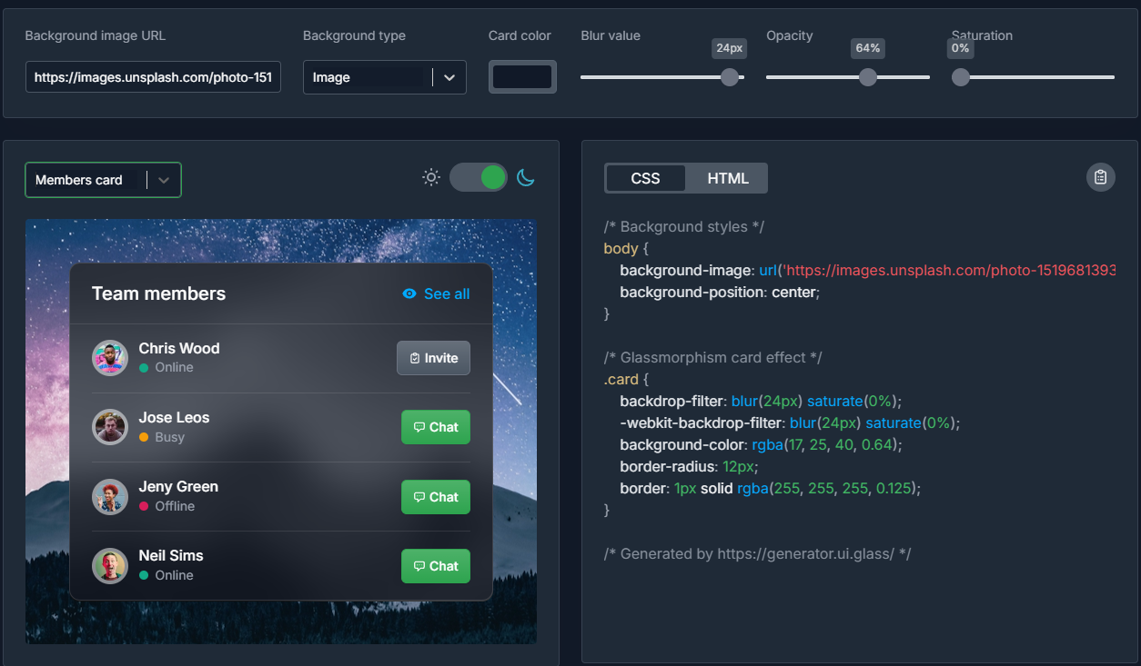 Glass UI Generator: সহজে Glassmorphism ডিজাইন বানানোর টুল
