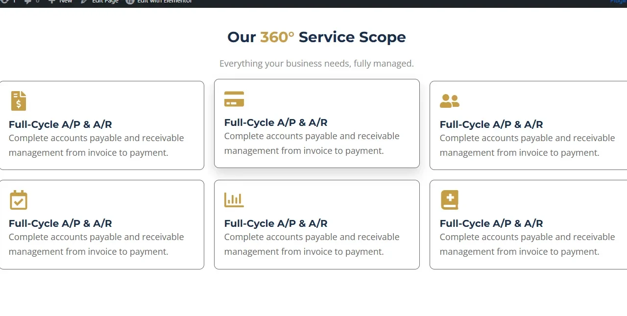 Service Card Section (Clean Icon Box Layout – No Button)