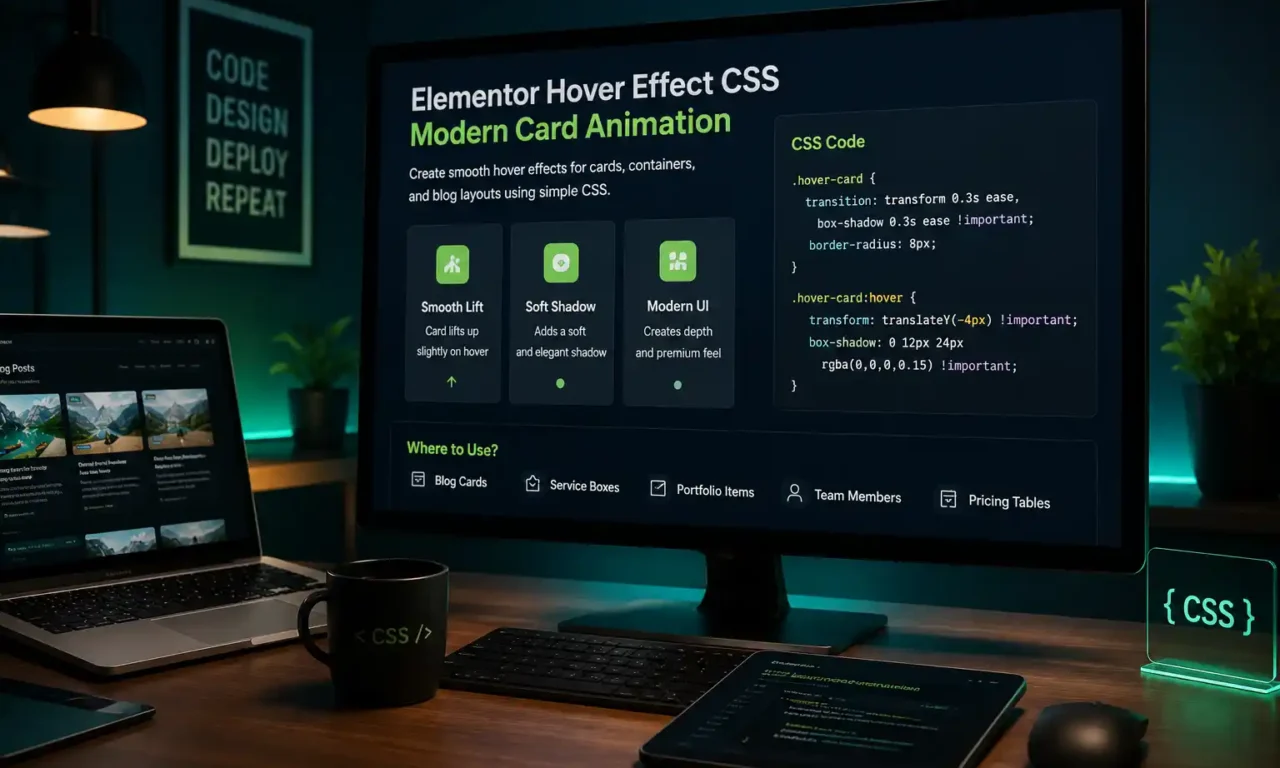 Elementor Hover Effect CSS দিয়ে Modern Card Animation তৈরি করুন
